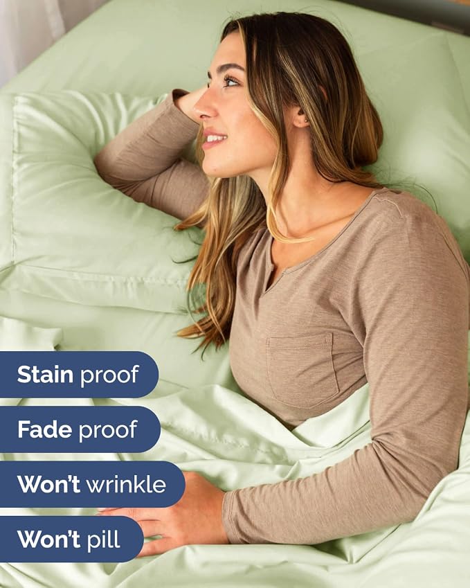 Extra Deep Flex Top Split Head King Sheet Set - 6 Piece Breathable and Cooling Sheets - Hotel Luxury Bedding for Women, Men, Kids & Teens - Easy Secure Fit - Extra Deep Pockets - Light Sage Green