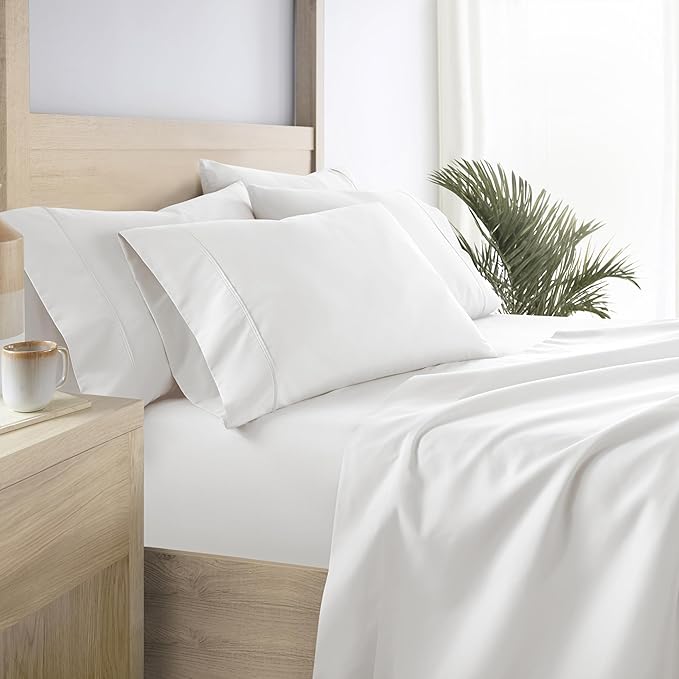 Linen Market Brushed Microfiber Twin Sheet Set 3 Piece – Oeko-TEX Certified Ultra Soft & Wrinkle-Free - 16" Deep Pocket Sheets - Easy Care Twin Size - White