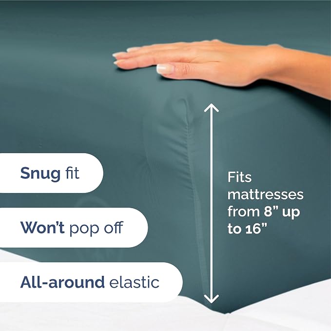 Split King Size 5 Piece Sheet Set - Ultra Soft & Cooling Sheets - Deep Teal | Fits 8 Inch to 16 inch Mattress, Wrinkle Free & Fade Resistant with Deep Pockets, Breathable, Comfy Hotel Luxury Bedding