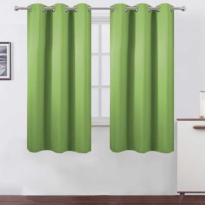 Light Green Thermal Blackout Curtains/38 x 63 Inch/Set of 2 Panels Room Darkening Curtains for Bedroom