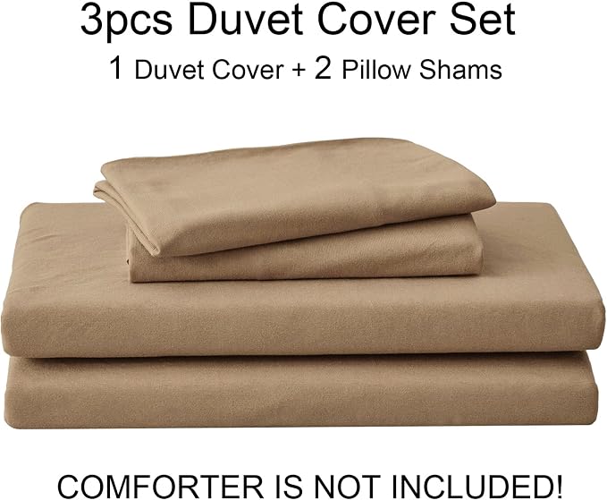 PURE ERA Jersey Knit Sheet Set Solid Toffee Brown Queen | 100% Cotton, 3 Piece Set, T Shirt Soft, Breathable, Envelope Closure Pillowcases, Hidden Zipper, 8 Ties, No Insert, Modern