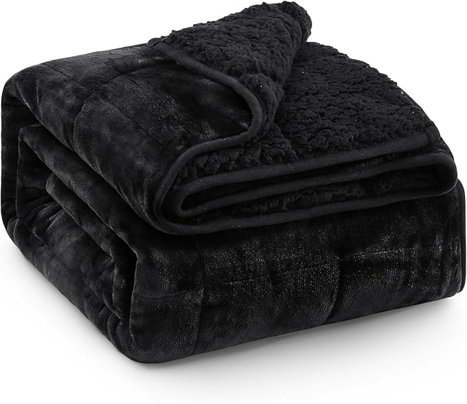 Ultra Soft Sherpa Weighted Blanket for Adults, 60"x80" 17lbs Heavy Blankets | Cozy Comfort for Relaxing Nights, Double-Sided Fluffy Sherpa & Fleece, Double Inner Layers-No Bead Bunching, Even Weight