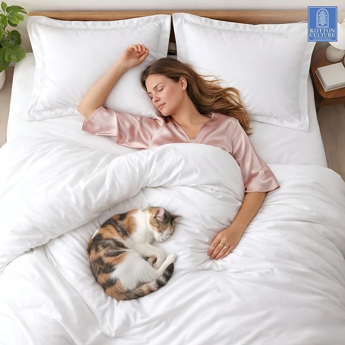 3 Pc Duvet Cover King Size Set-100% Egyptian Cotton Ultra Soft Premium Durable Comforter Cover Zipper Closure & Corner Ties - (White, 104" X 94")