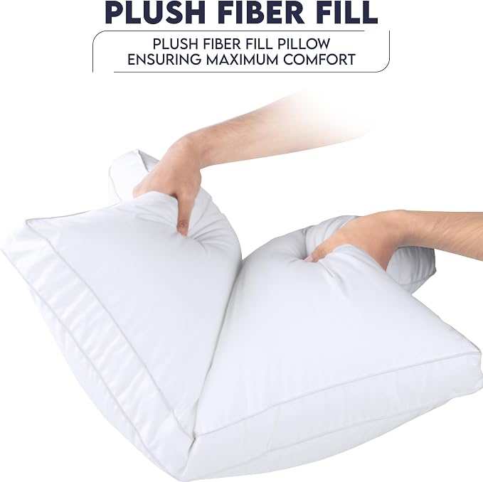 Utopia Bedding Gusset Bed Pillow, Hotel Pillows European Size Set of 2 | Cotton Blended Down alternative pillows for sleeping, soft fluffy cooling comfort for Back, side & stomach sleepers, 2 pack