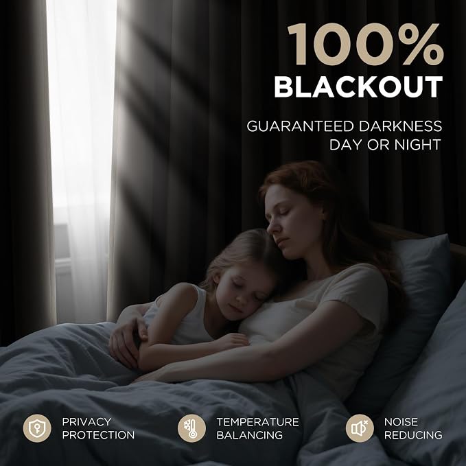 Joydeco 100% Blackout Curtains Velvet Black Out Curtain 96 Inch Drapes | for Bedroom Living Room, Heat and Light Blocking, Thermal Insulated Luxury Heavy Duty Curtain 2 Panels Back Tab&Rod Pocket