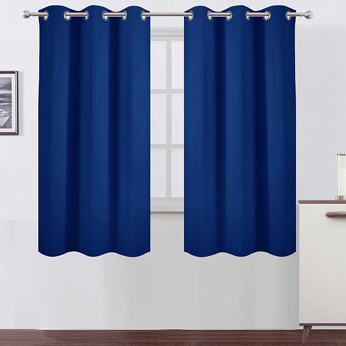 Blackout Curtains 38 x 63 inch/Royal Blue Curtains Set of 2 Panels/Thermal Insulated Room Darkening Bedroom Curtains