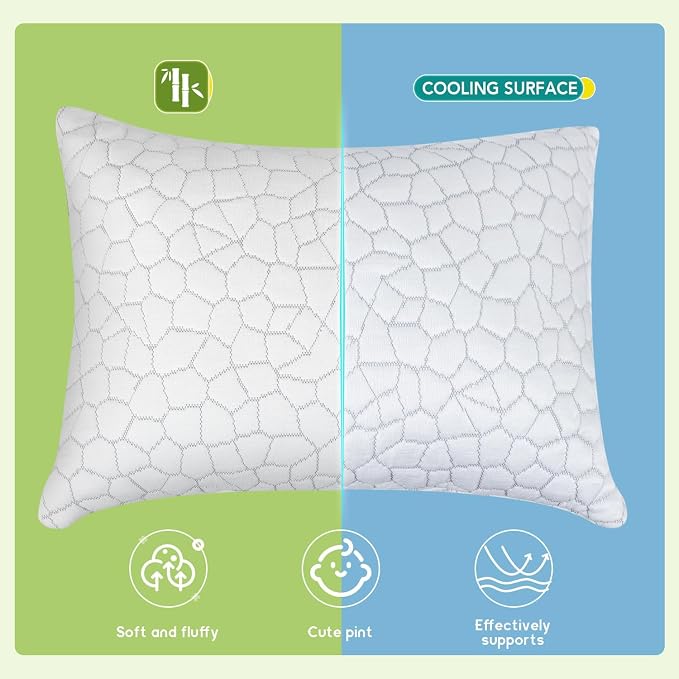SUPA MODERN Cooling Bed Pillows for Sleeping 1 Pack Shredded Memory Foam Pillows Adjustable Cool Pillow for Side Back Stomach Sleepers Luxury Gel Pillows Toddler Pillow with Washable Removable Cover