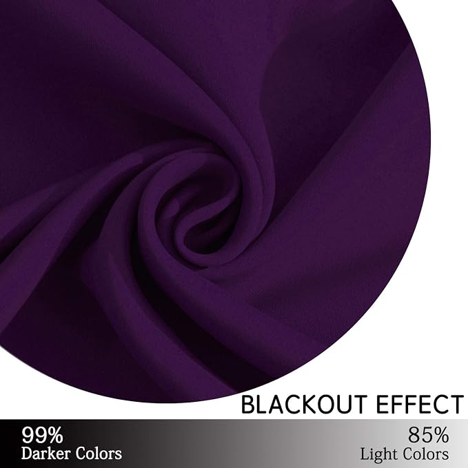 Yakamok Room Darkening Curtains 52x45 inch Length Purple-Living Room | 2 panels,grommet blackout window treatment,thermal insulated,light blocking drapes,privacy protection,bedroom dining room