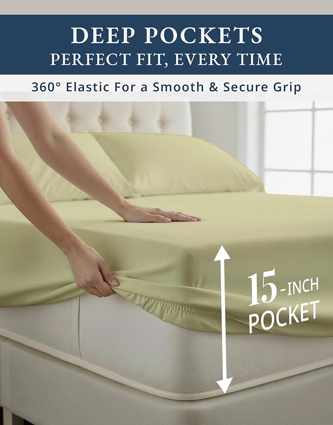 LANE LINEN Twin Bed Sheets for Girls 100% Egyptian Cotton Sateen - Seafoam | Twin Bed In A Bag Set With Sheets - 3-Piece Set, Ideal For Dorms And Guest Beds, For A Luxurious Night's Sleep,