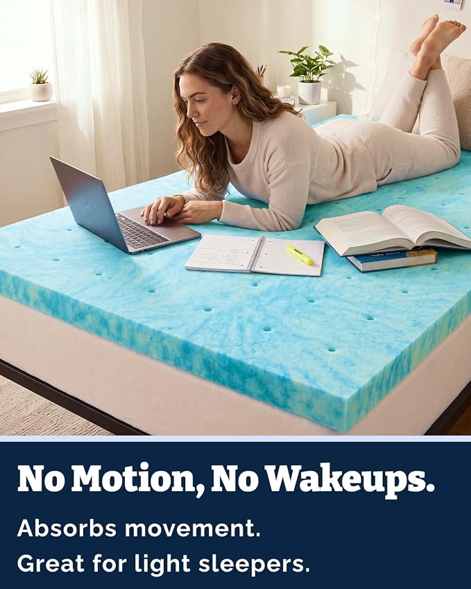 2 Inch Twin Memory Foam Mattress Topper - Cooling Gel Mattress Pad | Cooling Gel Infused Bed Topper, Soft Ventilated Mattress Pad for Pressure Relief & Pain-Free Sleep, CertiPUR-US & Oeko-TEX