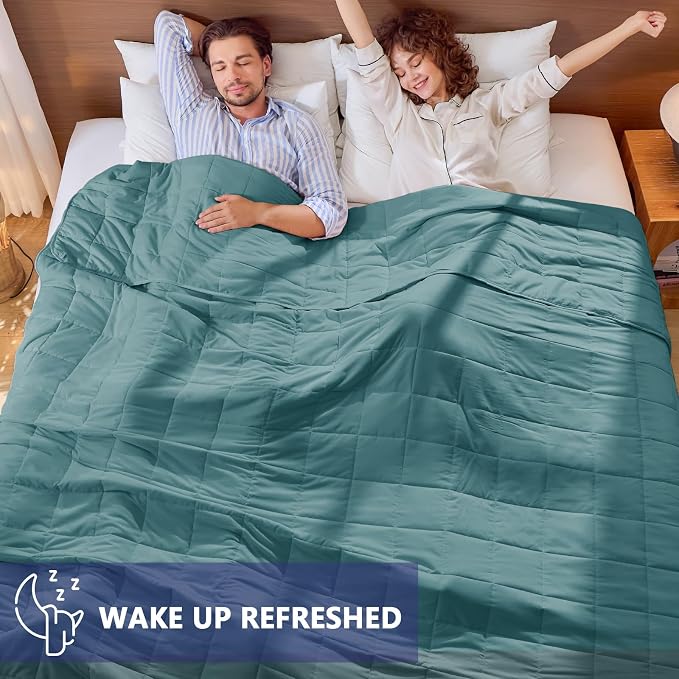 yescool Weighted Blanket for Adults (25 lbs, 88” x 104”, Teal) Cooling Heavy Blanket for Sleeping Perfect for 240-260 lbs, King Size Breathable Blanket with Premium Glass Bead