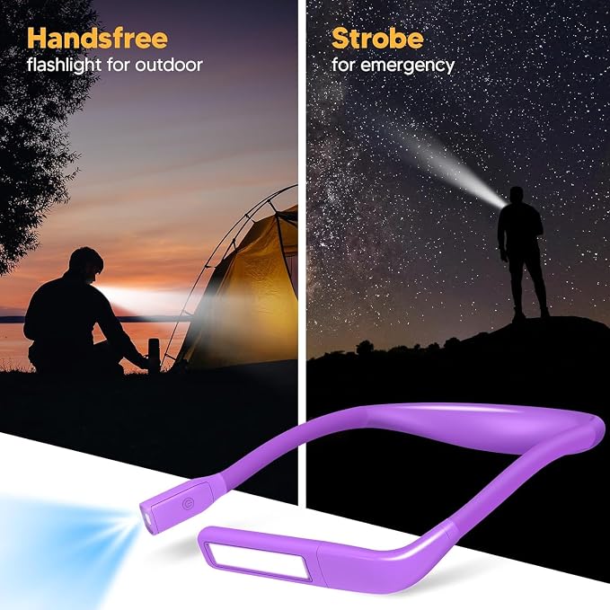 Reading Light, 3 Colors Stepless Dimming Neck Light, Book Lamp | Rechargeable Book Light for Reading at Night, Dual Lamps, 80H Lasting, Hands-Free Knitting, Crochet, Sewing, Crafting, Crafts