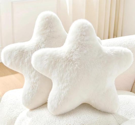 Set of 2 Room Decor Home Decor Throw Pillows Star Pillow Couch Pillows Decorative Pillows Bed Pillows Cute Pillows,White 19"