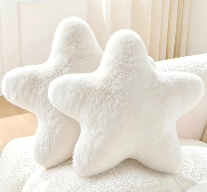 Set of 2 Room Decor Home Decor Throw Pillows Star Pillow Couch Pillows Decorative Pillows Bed Pillows Cute Pillows,White 15"
