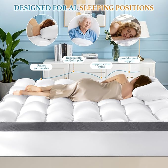 4 Inch Memory Foam Mattress Topper King Size,6"-18" Deep Pocket(78"x80") | Breathable Extra Thick 2000 GSM Pillow Top Mattress Pad for Back Pain Relief,suitable for all seasons