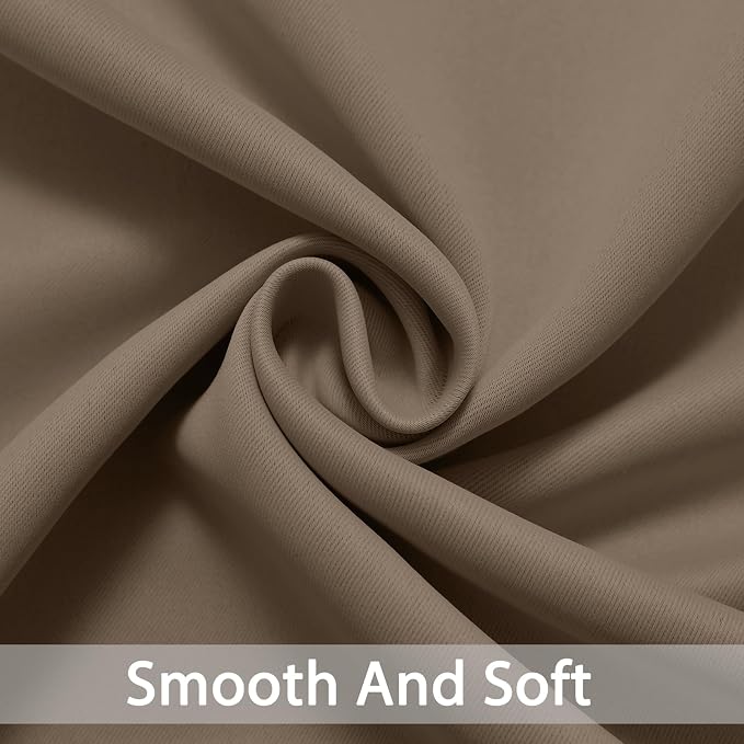 Yakamok Room Darkening Curtains 52x84 inch Length Khaki-Living Room | 2 panels,grommet blackout window treatment,thermal insulated,light blocking drapes,privacy protection,bedroom dining room