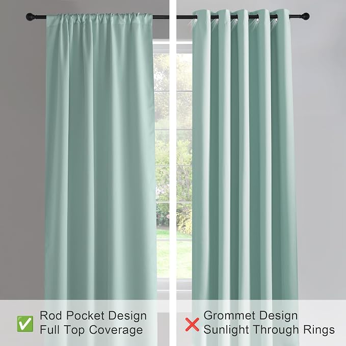 Pony DACNE Aqua Blue Blackout Curtains for Bedroom 72 inch Long, Lights Blocking Rod Pocket Design Thermal Insulated Privacy Curtains Draperies for Guest Room Playroom, W 42 x L 72 inch, 2 Panels