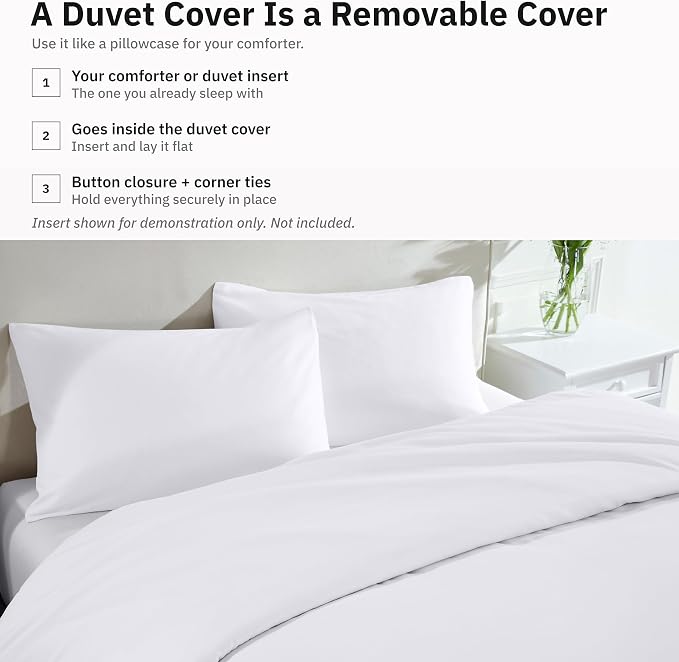California Design Den Luxury Duvet Cover Set Oversized King, White | Soft 400 Thread Count 100% Cotton Sateen Backed by GH Seal, Duvet Cover & Pillow Sham 3 Pc Set, Button Closure & Corner Ties