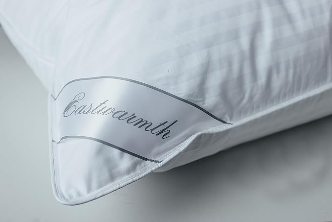 Goose Down Feather Soft Pillows One Pillow 100% Cotton Supportive Bed Pillow Stripe White Color King Size 20x36 inch