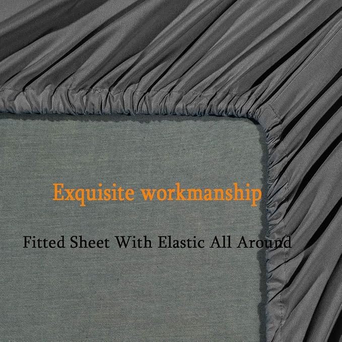 SONORO KATE Bed Sheet Set Super Soft Microfiber 1800 Series Luxury Egyptian Sheets Fit 18-24 Inch Deep Pocket Mattress Wrinkle-6 Piece (Dark Grey, California King)