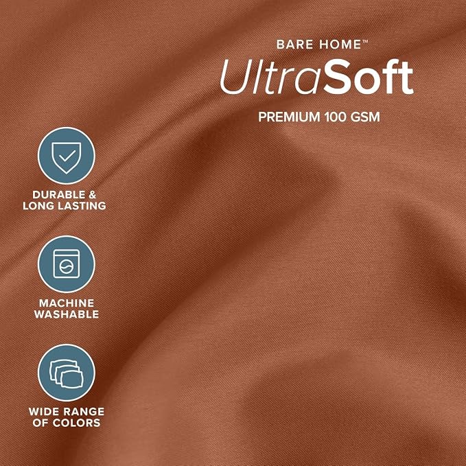 Bare Home Queen Sheet Set - 1800 Ultra-Soft (Queen, Terracotta) | Deep Pockets 6 to 15 Inches, Breathable, Hypoallergenic, Hotel Luxury, Easy Fit, Soft, All-Season