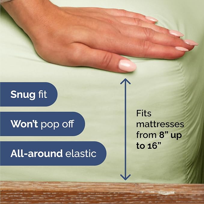 Queen Size 4 Piece Sheet Set - Breathable & Cooling - Light Sage Green | Hotel Luxury Bed Sheets for Women & Men, Deep Pockets, Easy-Fit, Extra Soft and Wrinkle Free Sheets, Oeko-Tex Bed Sheet Set