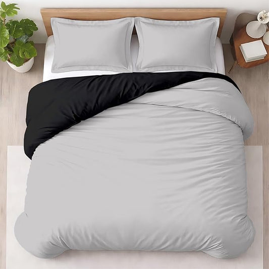 120"x120" 3 Pc Super King Plus/Super Oversize King Duvet Cover Set 100% Egyptian Cotton - 600 TC, Zipper Closure & Corner Ties - Fits Only Extra Large Inserts - Night's Shadow