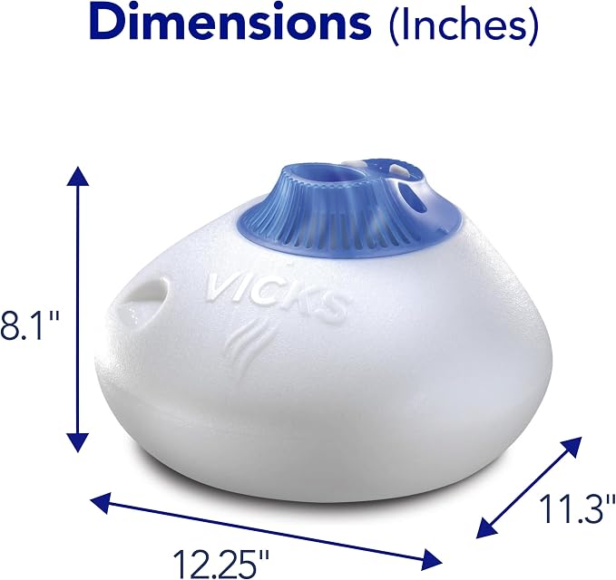 Vicks Warm Steam Vaporizer & Humidifier 1.5 Gallon Tank for Small and Medium Rooms, Night Light, Works with VapoPads and VapoSteam (Pack of 2)