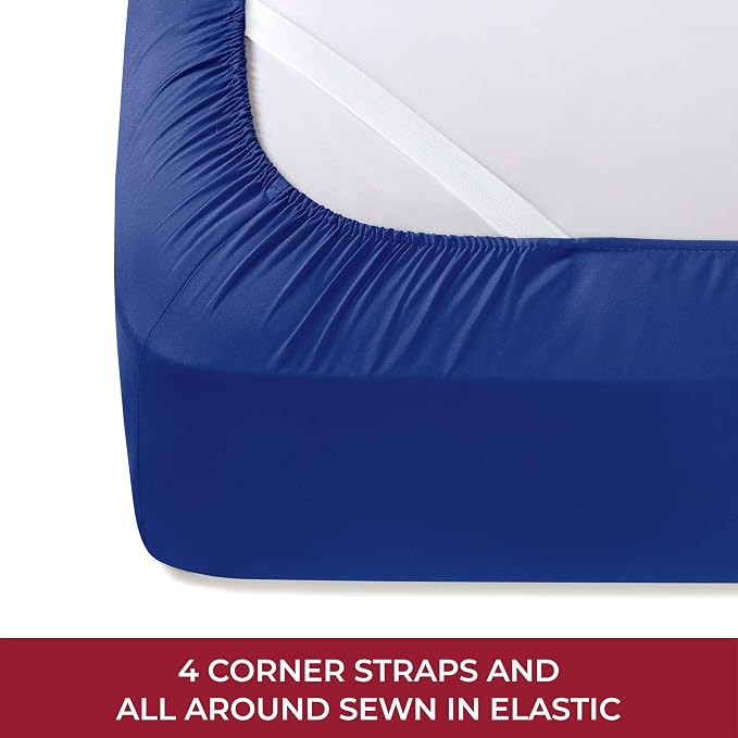 Mellanni Iconic 4-Piece, Ultra Soft Sheet Set (RV/Short Queen, Royal Blue) | 10M+ Sleepers. Lab-tested: Sleeps Cool, Stays Bright, Strong, Smooth. Good Housekeeping Best Bedding, 7 yrs running.