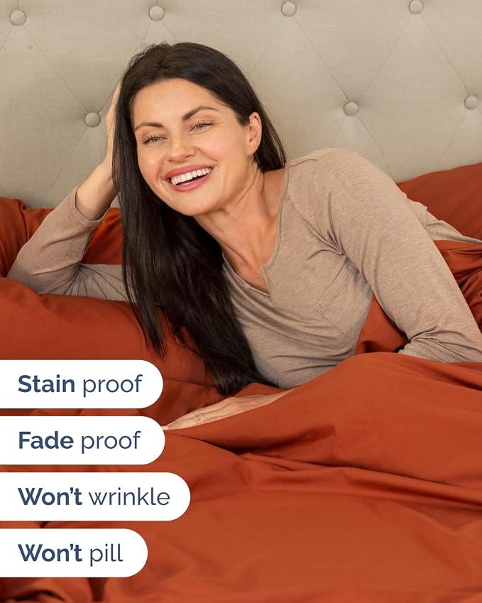 Extra Deep Flex Top Split Head King Sheet Set - 6 Piece Breathable and Cooling Sheets - Hotel Luxury Bedding for Women, Men, Kids & Teens - Easy Secure Fit - Extra Deep Pockets - Terracotta