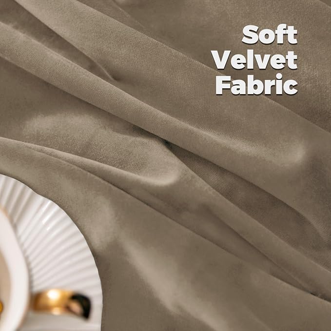 BGment Velvet Curtains 96 Inches Long for Living Room, 2 Panels, Taupe | Thermal Insulated, Super Soft, Thick, Room Darkening, Drapes for French Country/Bedroom, Back Tab Rod Pocket, 52 x 96 Inch