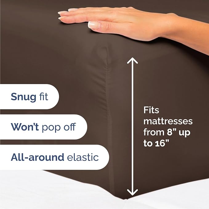 Cal King 6 Piece Bed Sheet Set - Comfy, Breathable & Cooling Sheets - Brown | Ultra-Soft Hotel Luxury Bedding Set with 8-16 Inch Deep Pockets, 1 Flat & 1 Fitted Sheet & 4 Pillowcases, Wrinkle & Fade Free