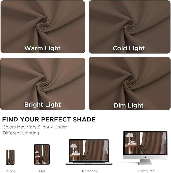 Joydeco Blackout Curtains 84 Inch Long for Bedroom, Thermal Insulated Black Out Curtains 2 Panels Set, Room Darkening Drapes for Living Room Window (W52 x L84 Inch, Khaki)