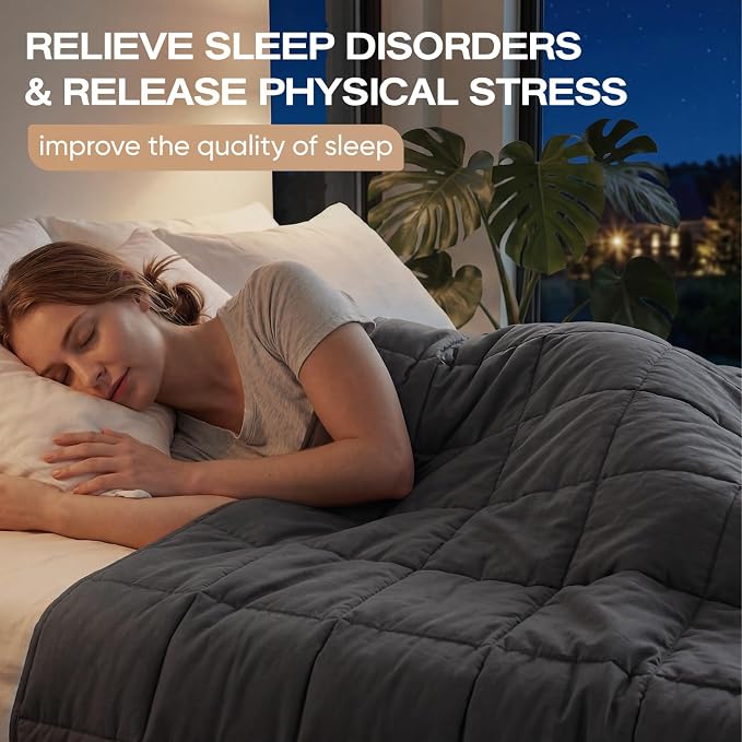 RJOP Cooling Weighted Blanket for Adults (25lbs, 78"x85") Heavy Blanket with Premium Glass, Queen Size Perfect for 190-210 lbs, Soft Breathable, Dark Grey