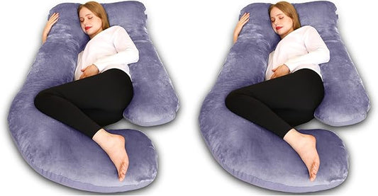 Chilling Home Pregnancy Pillow, U Shaped Full Body Maternity Pillow 58 inch, Pregnant Women Must Haves Pregnancy Pillows for Sleeping with Removable Cover (Pack of 2)