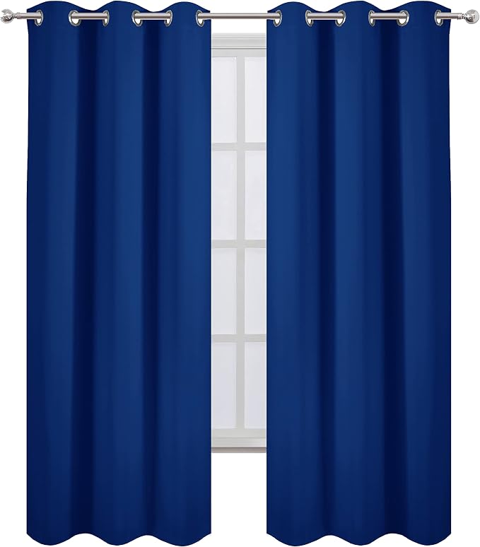 Blackout Curtains 38 x 84 inch/Royal Blue Curtains Set of 2 Panels/Thermal Insulated Room Darkening Bedroom Curtains