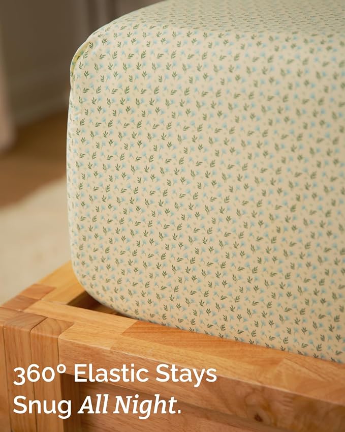 Twin XL 3 Piece Floral Sheet Set - Breathable & Cooling - Blue Petal Bloom | 1 Flat, 1 Fitted & 1 Pillowcase w/ Deep Pockets, Boho Botanical Floral Bedding, Breathable & Cooling, Wrinkle & Fade Free