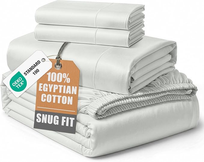 LANE LINEN Extra Deep Pocket King Sheet Set Sateen Weave - Vaporous Gray | Alaskan King Sheets - 4-Piece Set, For A Luxurious Night's Sleep, For A Silky Hotel-Style Bed, Guest-Ready Comfort