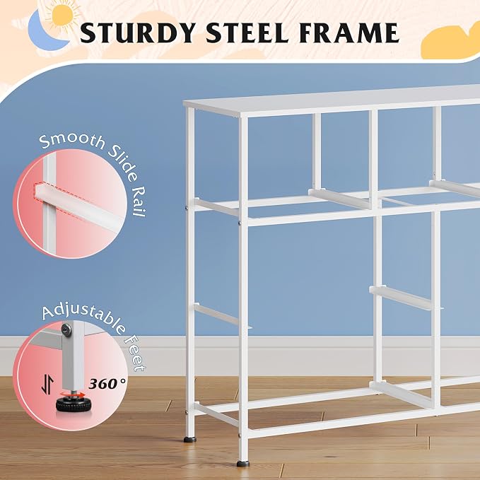 WLIVE Dresser for Bedroom, 7 Drawers, TV Stand, A-Pink | 7 roomy fabric drawers, Fits TVs up to 45 inch, Bedroom or living room, Wide storage design, Chest of drawers