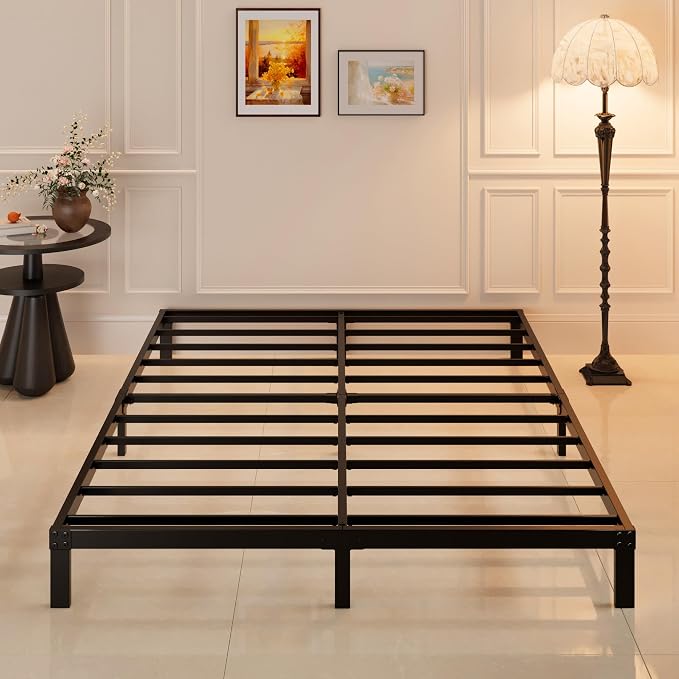 Maenizi King Size Bed Frame, 8 Inch King Platform Bed Frame | No Box Spring Needed, Heavy Duty Support Up to 3000 lbs, Easy Assembly, Noise Free, Black