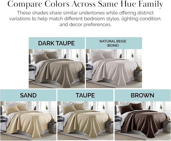 Southshore Fine Living, Inc. Twin XL Bedspread Quilt Set, Dorm Room Bedding Essentials, Machine Washable Bed Spread for Guest Room, XL Twin Brown Bedspread Set w/Pillow Sham, Chocolate Brown Quilt