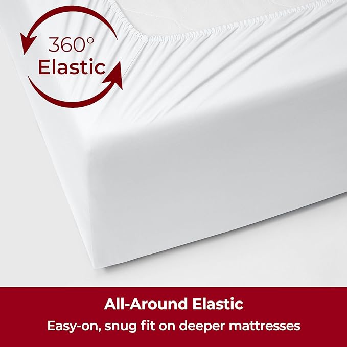 Mellanni Iconic 4-Piece, Ultra Soft Sheet Set (California King, White) | 10M+ Sleepers. Lab-tested: Sleeps Cool, Stays Bright, Strong, Smooth. Good Housekeeping Best Bedding, 7 yrs running.