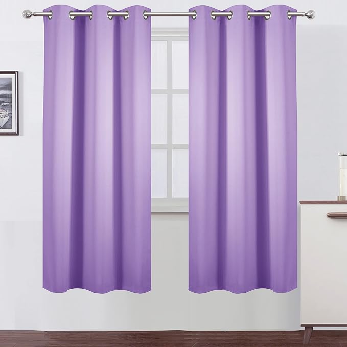 Lavender Thermal Blackout Curtains/42 x 72 Inch/Set of 2 Panels Room Darkening Curtains for Bedroom