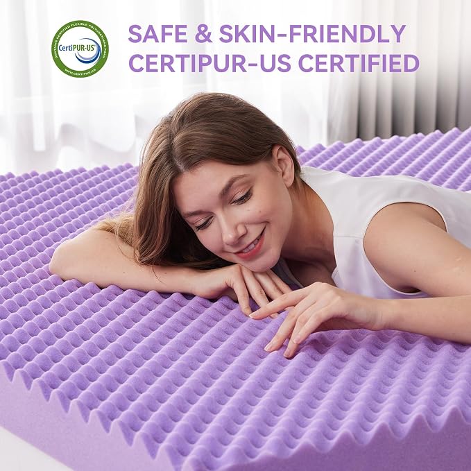 SINWEEK 2 Inch Egg Crate Memory Foam Mattress Topper Queen Size, Soft Mattress Pad for Back Pain Relief, Bed Topper, CertiPUR-US Certified