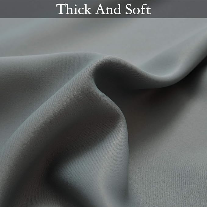 SimpleHome Grey to Grey White Ombre Room Darkening Curtains 63 Inch | Curtains for Living Room,Light Blocking Thick Thermal Insulated Grommet Window Curtains Drapes for Bedroom, 2 Panels,52Wx63L