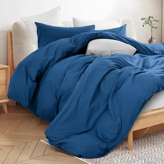 NEXHOME PRO Full Duvet Cover Set – 100% Certified Organic Cotton with Washed Feel & Linen-Like Texture, Comfortable & Breathable, Home Bedding Set 80"*90" (No Comforter)
