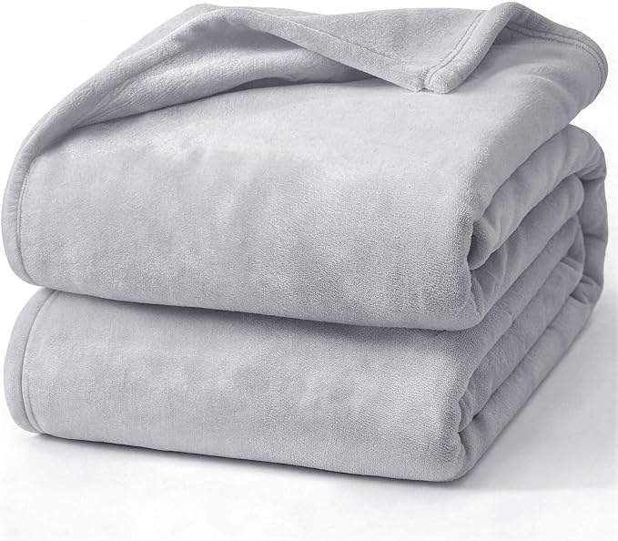 Hansleep King Light Grey Fleece Blanket, Soft Flannel Bed Blanket | Fuzzy Cozy Blanket 90x108 Inches, Multi-use for Bed, Sofa, Couch, Travel, Camping, All Season Warm Lightweight Cover