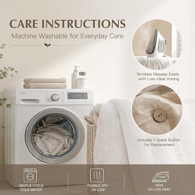 Oli Anderson 100% Egyptian Cotton Duvet Cover Queen Size, Khaki, 3 Pieces | Yarn Dyed Jacquard Textured Bedding Set, Striped Boho Design, Pre-Washed, Button Closure, Soft Breathable, All Season Comfort