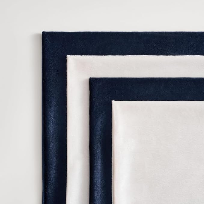 GIGIZAZA Pack of 4 Decorative Velvet Pillow Covers 18x18 Navy Beige | Throw Pillows for Couch Sofa,280gsm Soft Textured Fabric,Modern Accent Pillowcases,Luxury Living Room Cushion Covers
