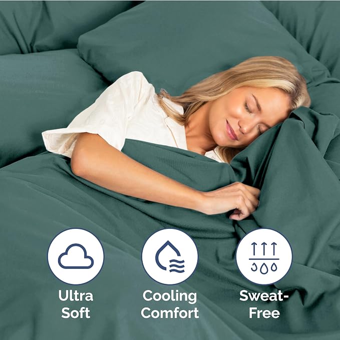 Twin XL Size 3 Piece Sheet Set - Ultra Soft & Cooling Sheets - Dusty Teal | Fits 8 Inch to 16 inch Mattress, Wrinkle Free & Fade Resistant with Deep Pockets, Breathable, Comfy Hotel Luxury Bedding